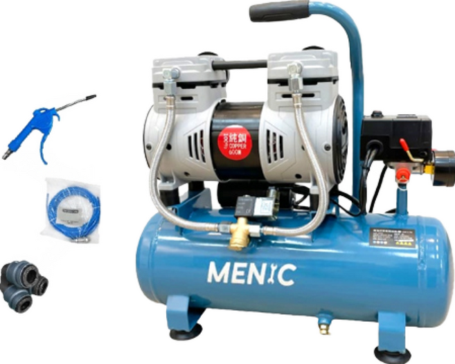 美尼克 無油式空壓機 600W 10L 低噪音 全銅電機, 1個, 10L空壓機（含首圖贈品）