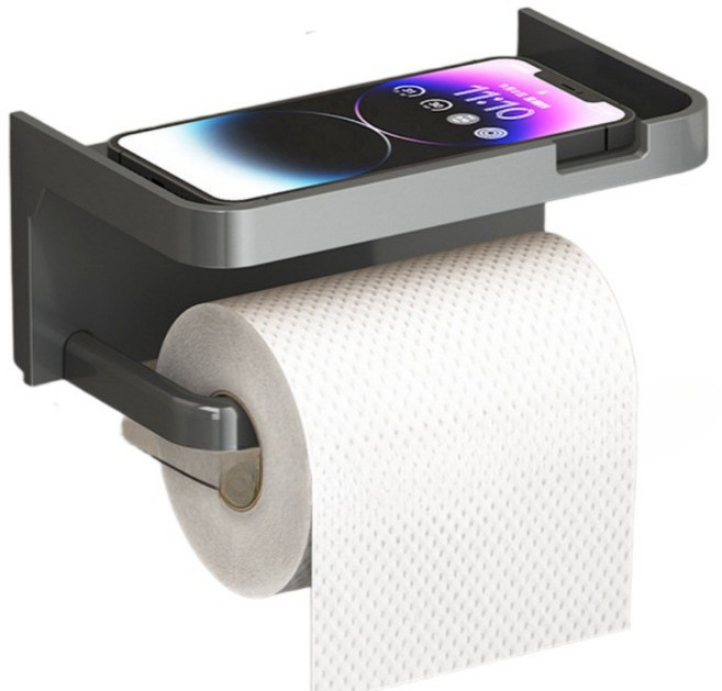 강력접착 라이프툴스 무타공 휴지걸이 핸드폰 거치대, 1개, 라이트그레이