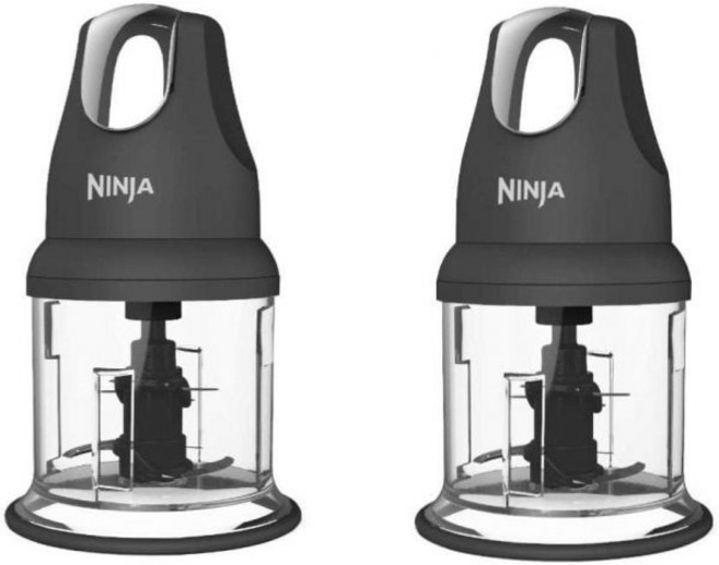 푸드 차퍼 익스프레스 찹 200와트 (NJ110GR) 식사 (그레이 473.2ml(16온스) 포함 준비용 블렌딩 및 2팩) 그라인딩 볼 다지기, Ninja 푸드 차퍼 익스프레스 찹, 200와트 포함,, 그레이계열