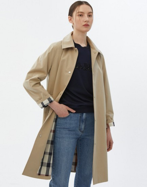 [닥스 여성] [[24SS]] DLCO4B209I2 베이지 솔리드 파이핑 디테일 모던 싱글 트렌치코트