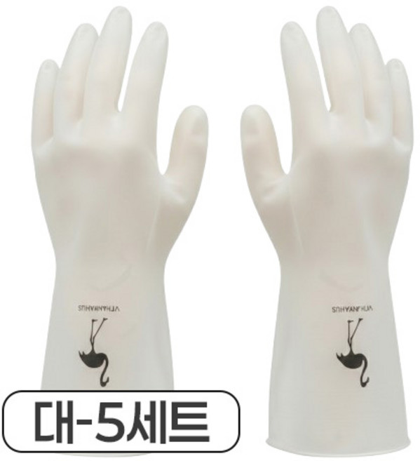 채움애 니트릴 고무장갑 설겆이 주방 청소 장갑, 5세트, 대(L), 화이트
