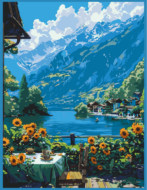 온메이드 DIY 명화그리기 그림그리기 세트 MD-220, 1개, 28 해바라기 풍경