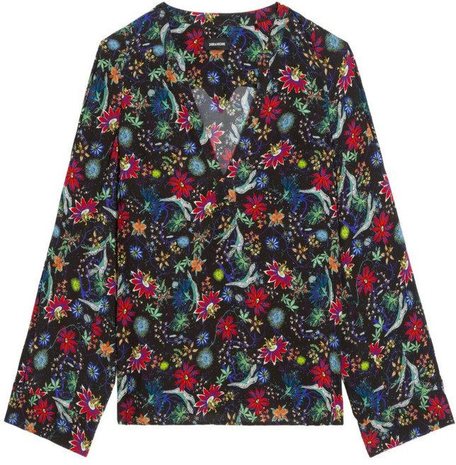 쟈딕앤볼테르 토니 플로럴 V넥 블라우스