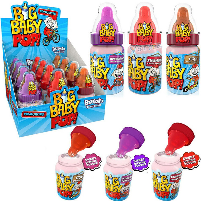 빅 베이비 팝 롤리팝 with 샤베트 딥 롤리팝 쿨 레트로 병 캔디 32g 12개 1박스