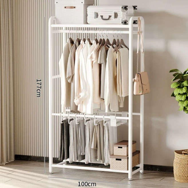 투에스리빙 철제 스탠드 시스템 드레스룸 행거, 1개, G. 00cm 화이트 옷걸이바지걸이 증정