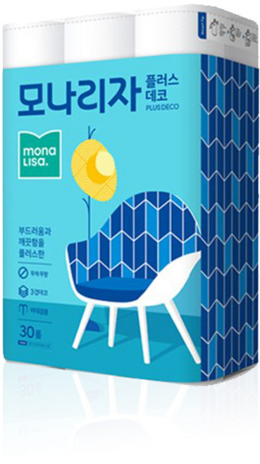 모나리자 녹스 플러스 데코 화장지 27m, 30롤, 1개