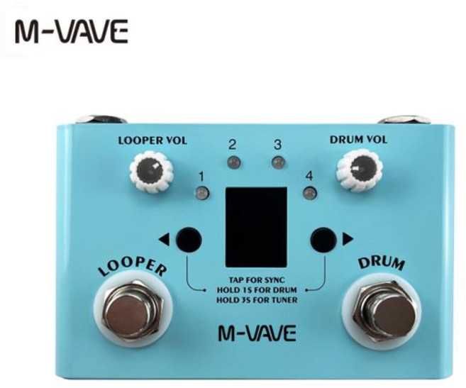 멀티이펙터 M-VAVE 기타 이펙트 페달 드럼 루퍼 이펙터 미니 투인원 머신 더블 풋 스위치 페달 LOST TEMPO CUVAVE, blue