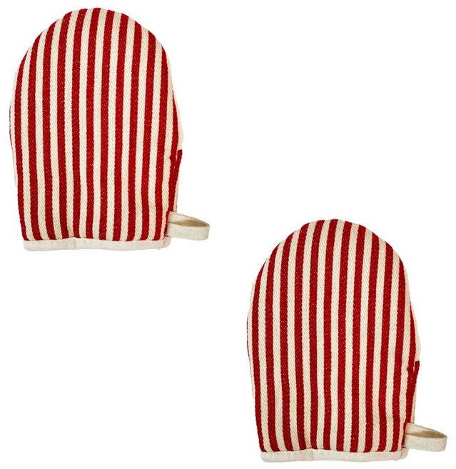 A의취향 심플 스트라이프 주방 장갑, 레드, 2개