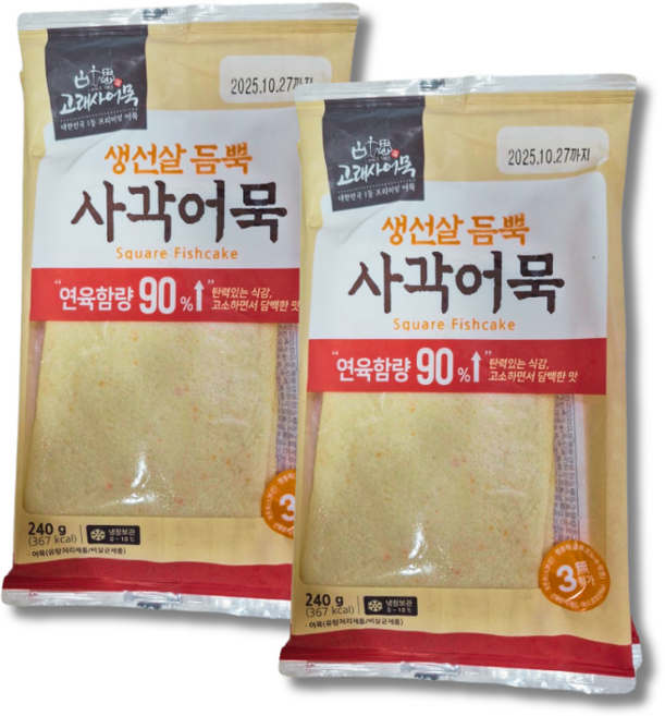 고래사 생선살듬뿍 사각어묵, 240g, 2개