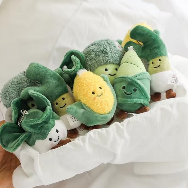 브로콜리 배추 키링 야채 키홀더 열쇠고리 브로콜리 배추 옥수수 죽순 대파, 대파/1개, 수량:1개, 1개