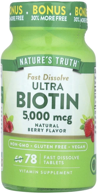 Nature's Truth 울트라 비오틴 천연 베리 5000mcg 빠르게 용해되는 정제 78정, NaturesTruth울트라비오틴천연베리5000mcg빠, 1개 - 쿠팡
