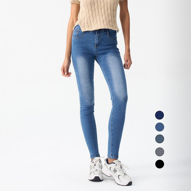 엘블로썸 여성용 히든밴딩 스판 스키니진 (3단기장 키별)