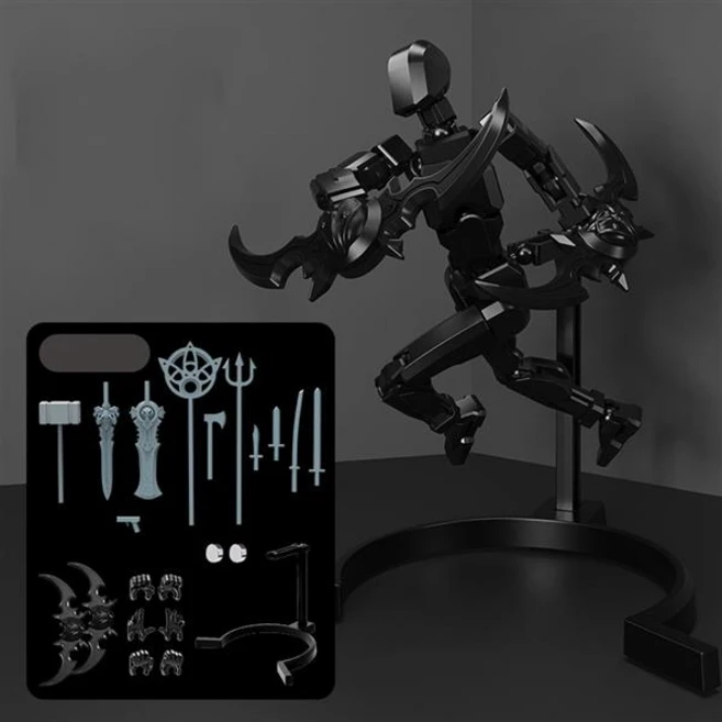 재미있는 3D 프린트 야광 가동 다관절 로봇 마네킹 액션 피규어 미니 블록 조립 키덜트 피젯 토이 장난감 장식 소품, 블랙 sps412, 1개 - 쿠팡