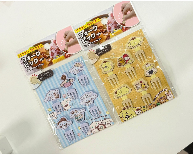 산리오 시나모롤 폼폼푸린 포크픽 데코픽 도시락 꾸미기, 2세트, 6개