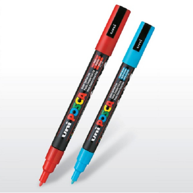 [pen도소매]미쓰비시 유니 POSCA 포스카 낱색 PC-3M/5M/POP/마카/포스터칼라/팝스타, 포스카 PC-3M, 그레이