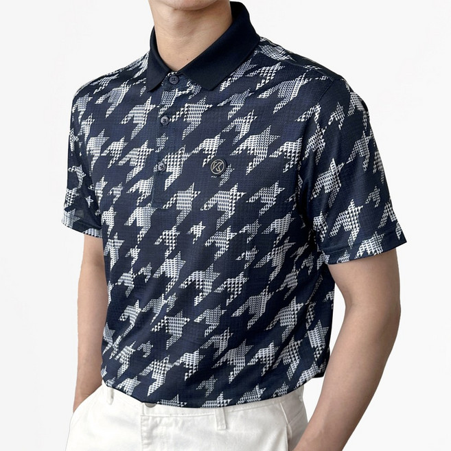 김영주스포츠 남성 냉감 기하학 패턴 반팔 카라티셔츠 KRMT1083