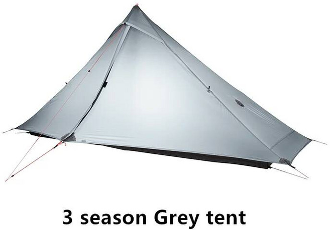 CBay 3F UL 기어Lanshan 1 Pro 텐트 야외 1 인칭 초경량 캠핑 텐트 3 시즌 전문 20d Silnylon Rodless Tent 가족 친구 캠핑 텐트, 3 Season Grey tent