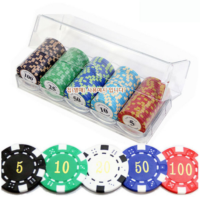 카지노칩 100P+케이스 훌라 포커 홀덤 트럼프 경기용 카드 카지노 룰렛 마작 보드게임 테이블게임 게임칩 포커칩, 02. 중급형, 1개