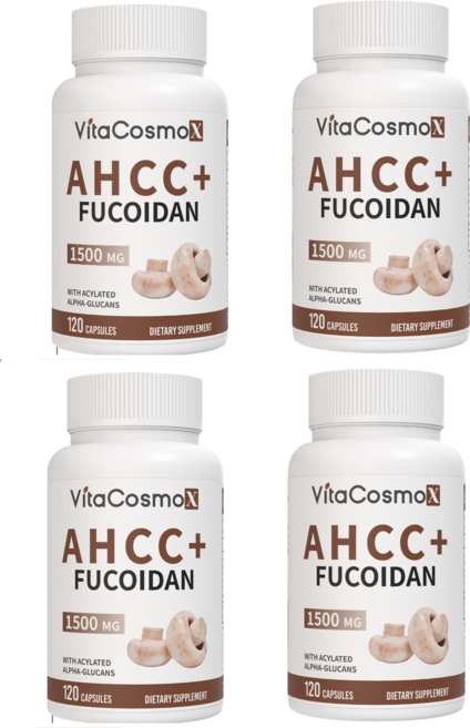비타코스모 VitaCosmoX AHCC 후코이단 1500mg 베타글루칸 표고버섯 균사체 알파글루칸 미역귀, 4개, 120정