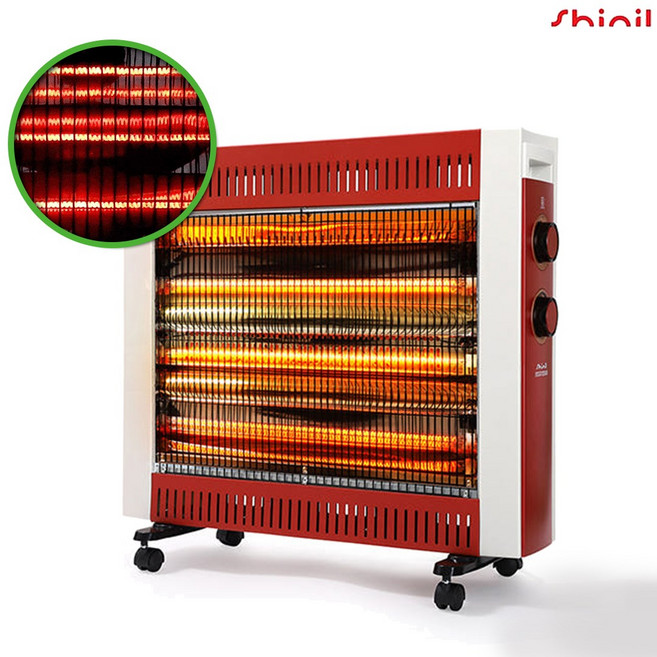 신일 전기히터 카본히터 난로 스토브 난방기구 원적외선 SEH-PC260PW 사무실 업소용, 화이트&레드