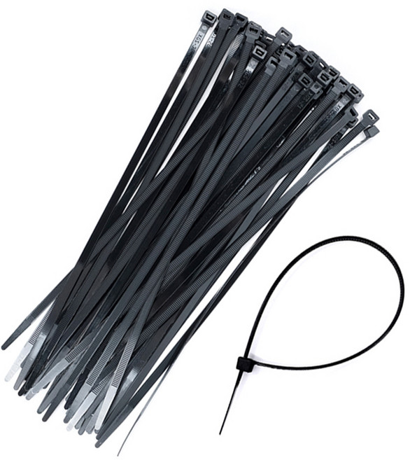 kimspp 케이블타이 6x250mm(블랙) 케이블밴드 타이밴드 전선정리 배선정리, 50개, 벌크