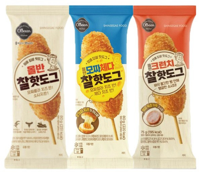 [신세계푸드] 올반키친 핫도그 30봉 골라담기, 80g, 30개, 찰핫도그 15봉 + 모짜체다 15봉