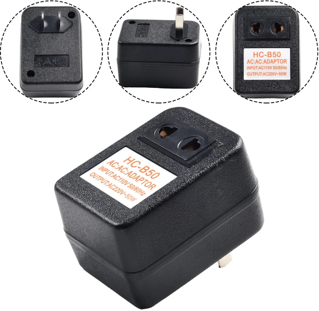 1pc 스텝 다운 변압기 여행용 어댑터 50W AC 220V ~ 110V/110V ~ 220V 전압 변환기 전기 장비 및 용품, 02 110V to 220V 50W, 01 110V to 220V 50W