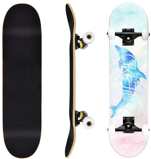 專業成人兒童滑板 四輪楓木板 初學者滑板 雙翹板 造型滑板, 專業車線輪-海豚, 1個