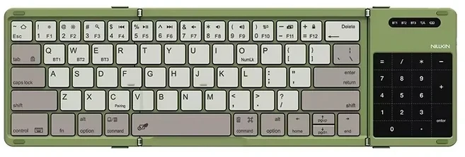 NILLKIN 접이식 블루투스 키보드(터치패드 포함) 큐브 포켓 숫자 키패드(스마트폰용) Windows IOS 안드로이, 01 Green