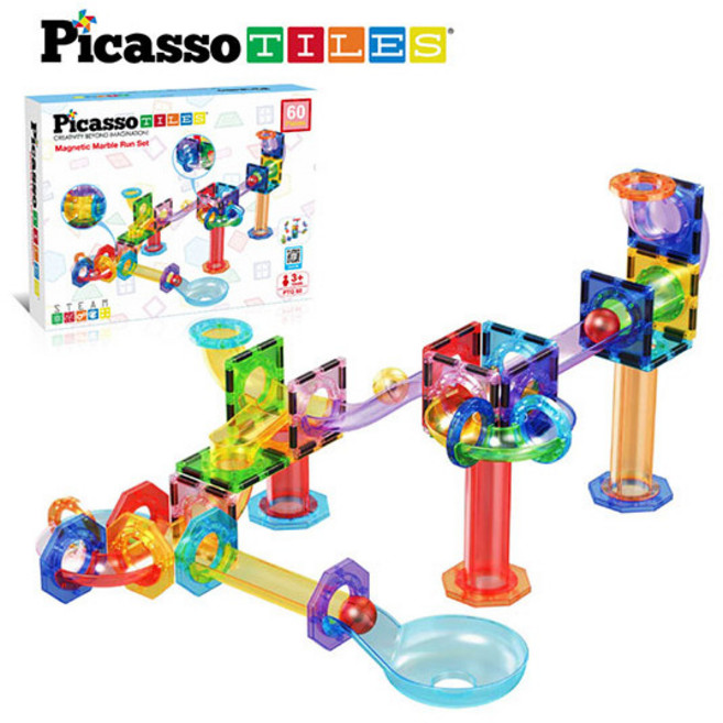 [피카소타일] 자석블럭 마블런60PCS_PTG60 멀티블럭놀이, 상세 설명 참조, 1개