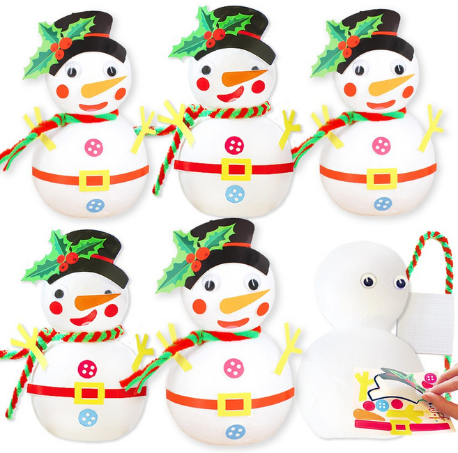 스투피드 스티로폼 DIY 눈사람 만들기 세트, 6개, 화이트