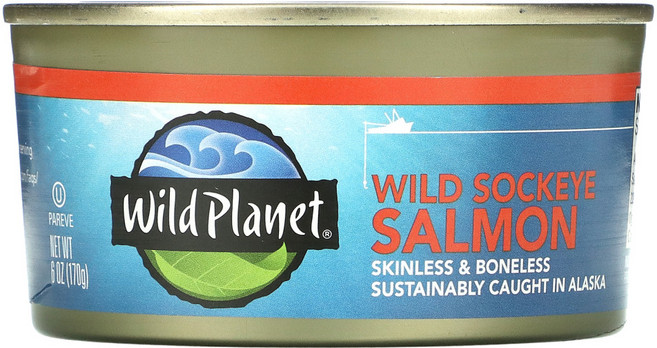 Wild Planet 야생 홍연어 껍질 및 뼈 제거 170g(6oz) 1팩, 1개, 170g