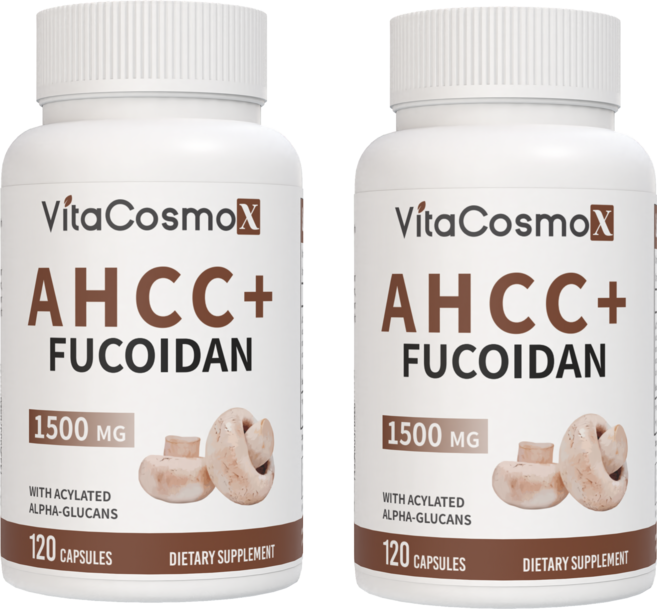 비타코스모 VitaCosmoX AHCC 후코이단 1500mg 베타글루칸 표고버섯 균사체 알파글루칸 미역귀, 2개, 120정