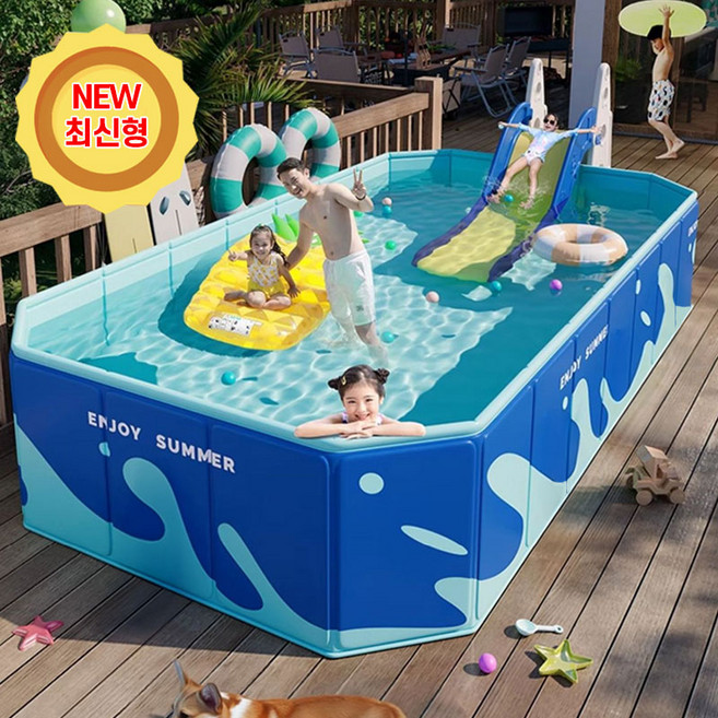 써니워터 원터치 접이식 풀장(XXL-390) 블루 수영장 접이식수영장 접는풀장 유아풀장 어린이풀장 물놀이 강아지수영장 볼풀장 대형수영장 욕조 베란다 실내풀장, 1개