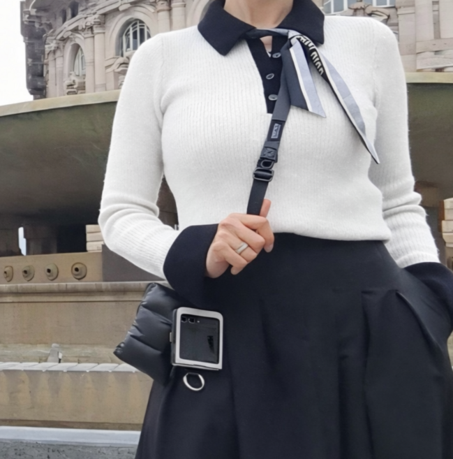 트립터 도난방지 핸드폰 스트랩 2in1 파우치 세트, 1개, 블랙