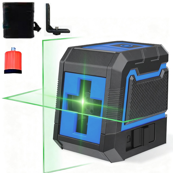 초소형 레이저 레벨기 휴대용수평기 미니 수평계 그린 레이저레벨기 2라인 고정밀 수평기 방진 방수, 1개