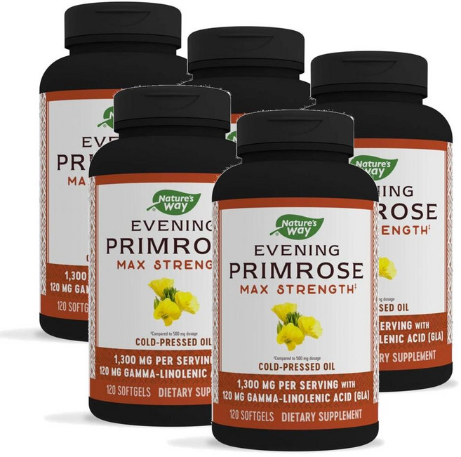 네이처스웨이 저온압착 달맞이꽃 종자유 소프트젤 Nature's Way Evening Primrose Oil, 120정, 5개