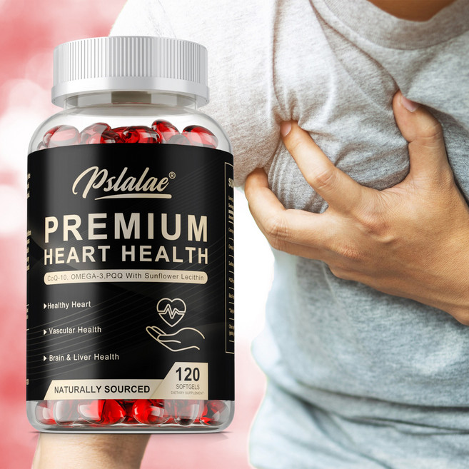 pslalae 進階心臟健康保健品 含CoQ-10 Omega-3 PQQ與葵花卵磷脂, 120組