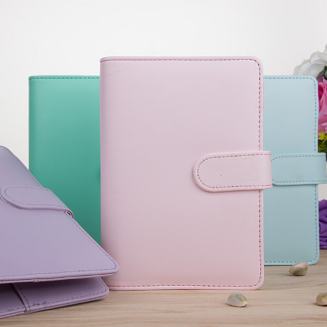 fooi 파스텔 6공 다이어리 수납형태 A6 다이어리 휴대용 귀여운 마카롱 플래너 5시전 당일발송, 01. 핑크_속지 X, 1개