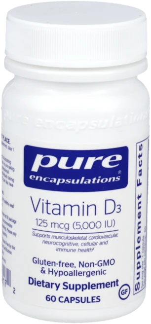 퓨어인캡슐레이션 비타민 D3 5000 IU 캡슐, 60정, 1개 - 쿠팡