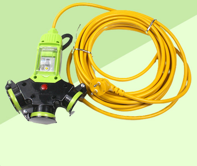 3WAY 작업선 방우 콘센트 3구 1.5SQ X 20m 전기 작업선 릴선 연장선 리드선 캠핑 누전차단기 방수덮개 현장, 1개, 노란색