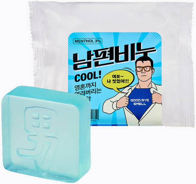 남편비누3퍼센트 남성용 쿨링 비누 체취제거 체온 저감 효과, 1개입, 100g