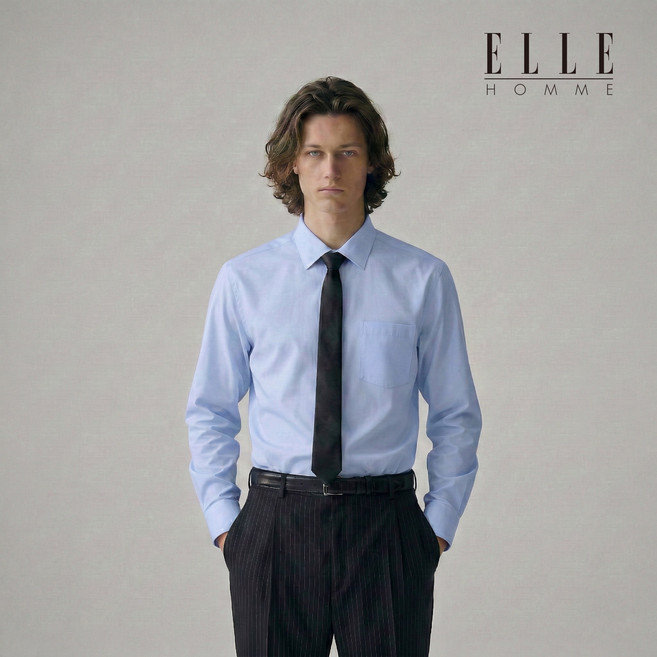 엘르 남성 사계절 구김없는 링클프리 스판 긴팔 와이셔츠 레귤러 슬림