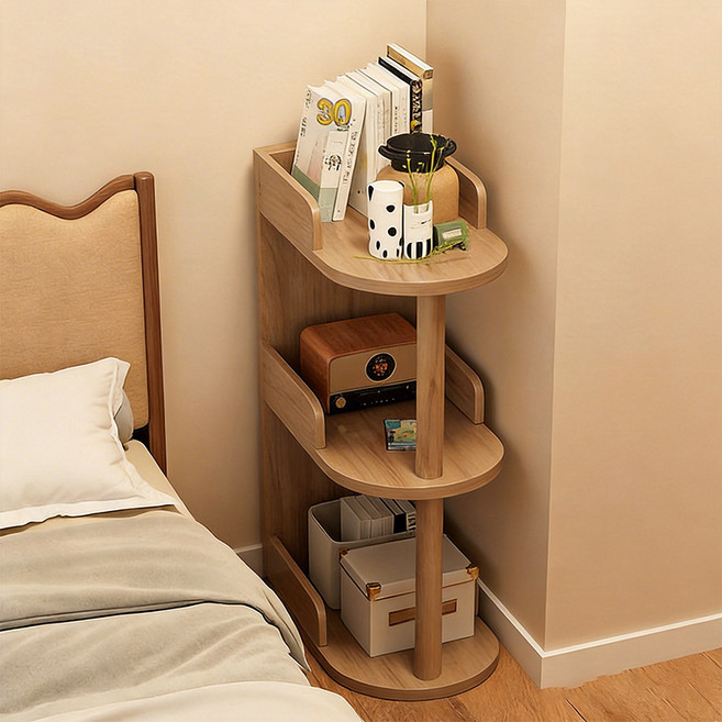 베랄룰 거실 침대 소파 사이드 테이블 원목 수납 선반 틈새 수납장 진열장 침대 협탁 폭30CM, 원목3단