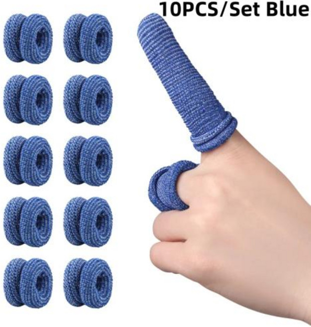 10 개/대 관형 붕대 손가락 롤 면화 탄성 드레싱 염좌 용 거즈 파란색 흰색, 1)1 Set Blue