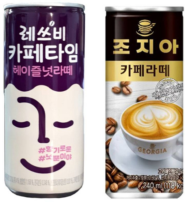 레쓰비 카페타임 헤이즐넛라떼 240mlx30개+조지아 카페라떼 240mlx30개, 1개, 240ml