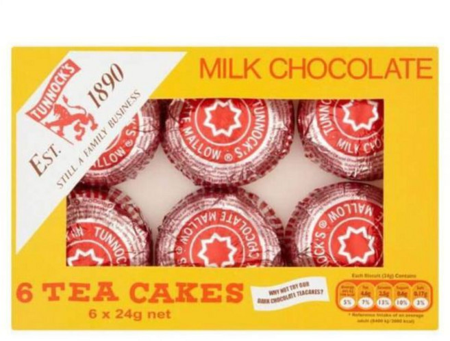 Tunnock's 케이크 스낵 터녹스 티 밀크 초콜릿 6개입 24g, 1개, 144g