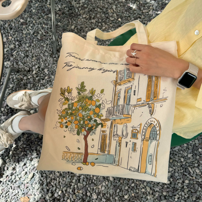 帆布包 女 大容量 通勤度假風 拉鍊布袋