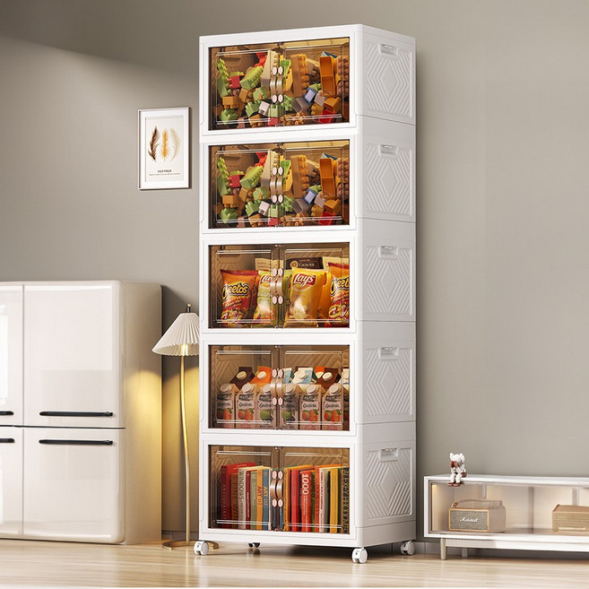 Tiger Pavilion 대형 다층 접이식 수납장, 1개, 상아색