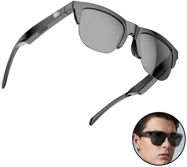 블루투스안경 스마트안경 남녀공용 헤드셋 무선 선글라스 스타일, F06, 검은색